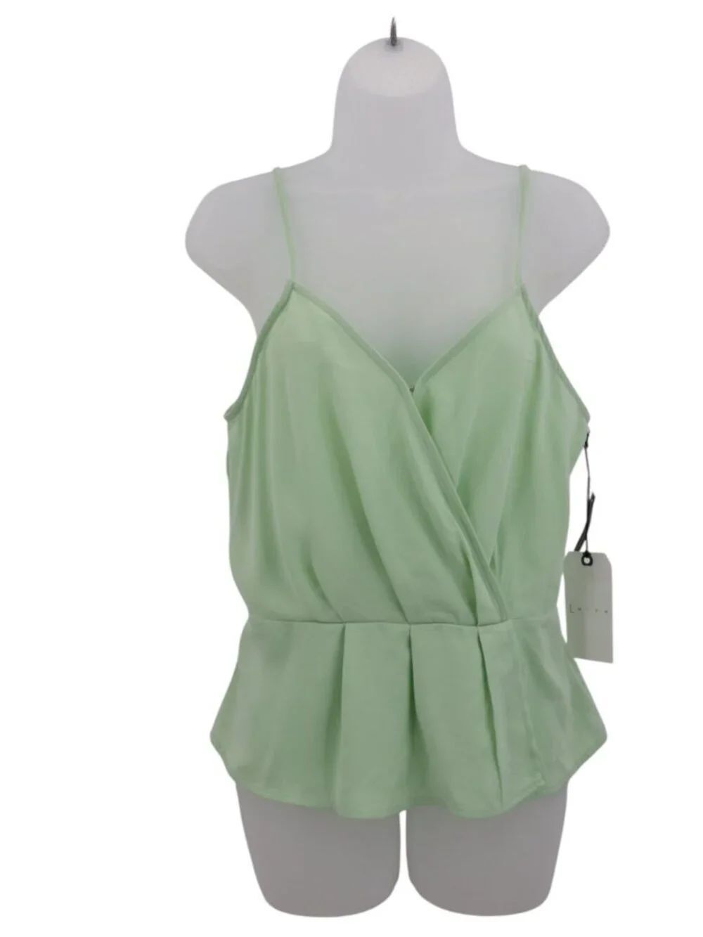 Leith faux wrap v-neck camisole peplum lime green tank top size Medium